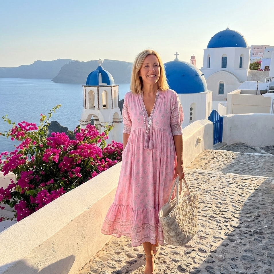 Women's Button-Front Midi Summer Dress