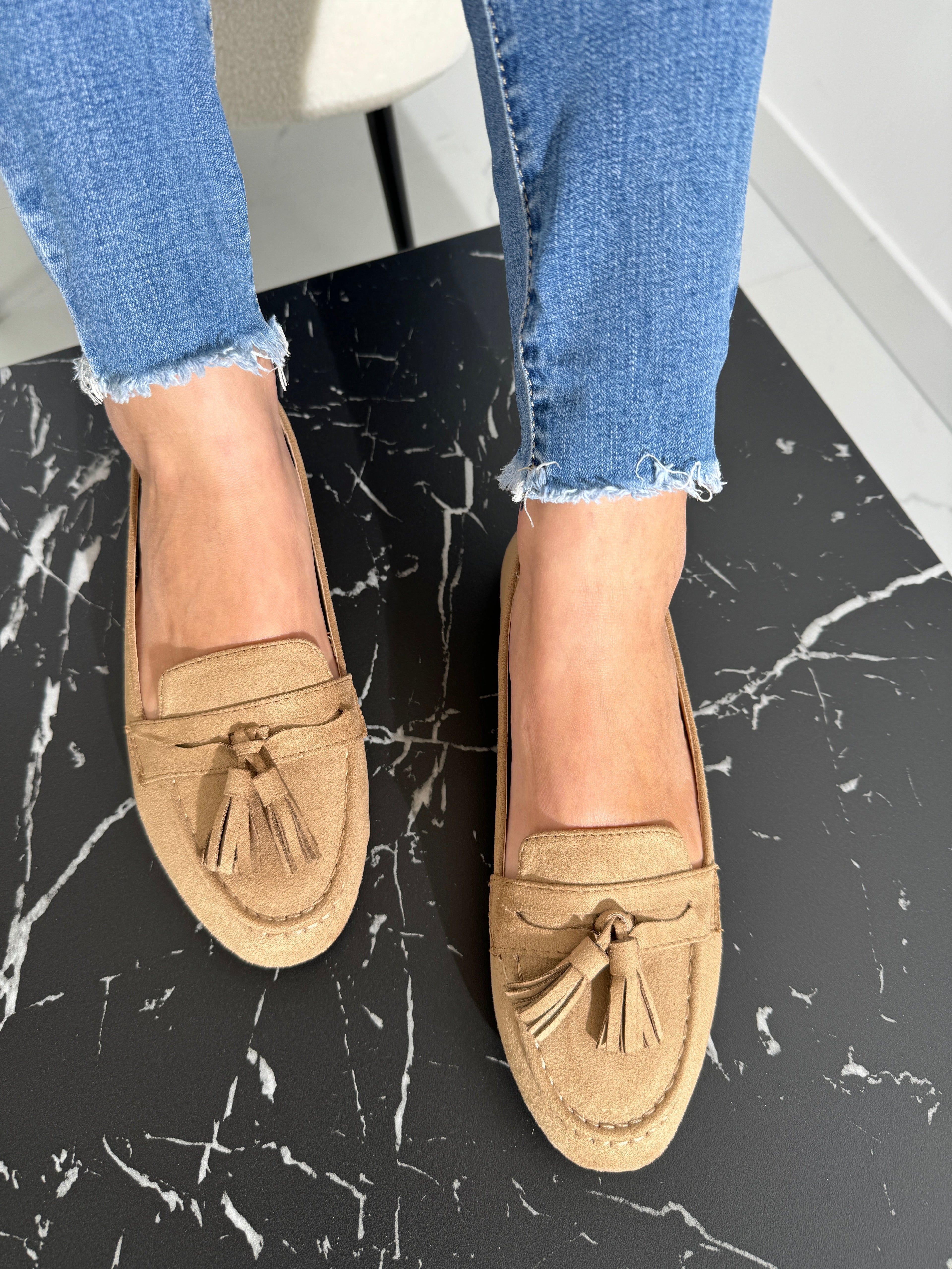 Women's Tassel Khaki Loafers