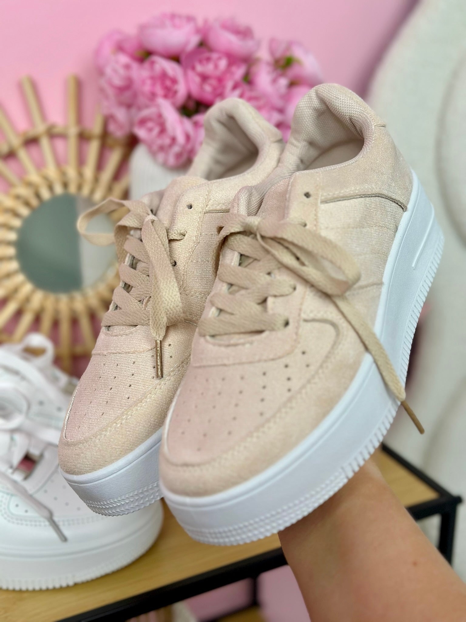 Women's Beige Platform Sneakers