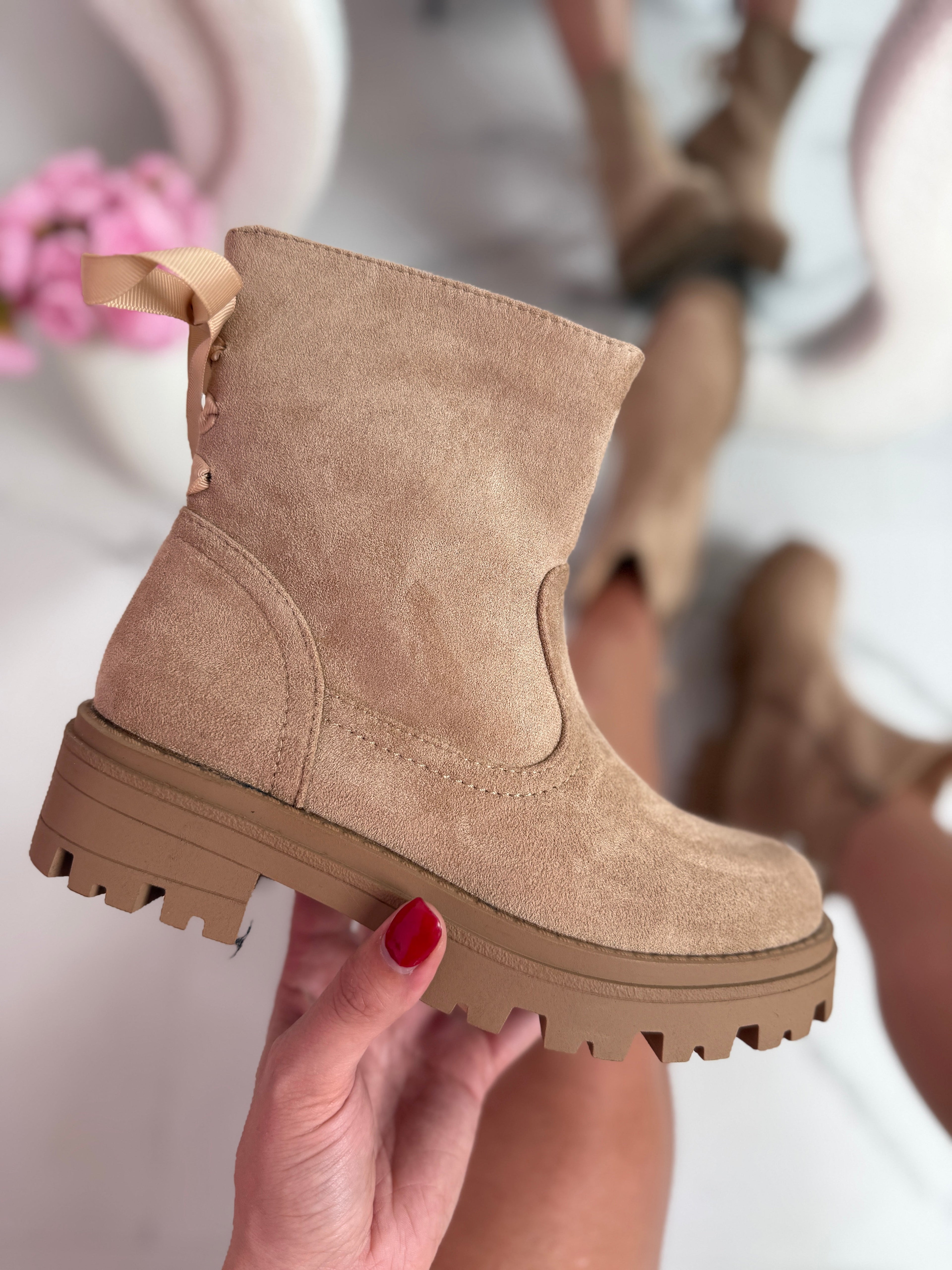 Women's Bow Detail Khaki Boots