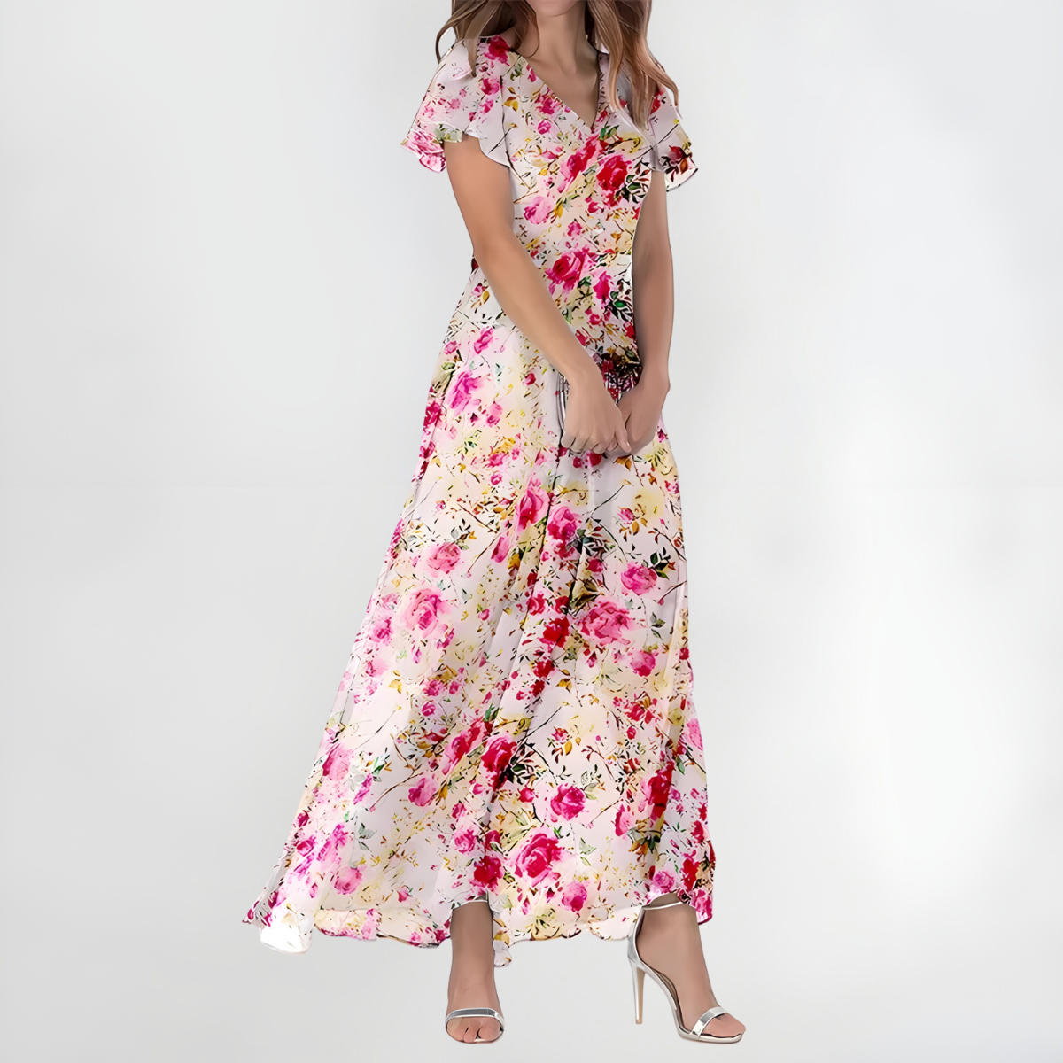 Women's Luxury Maxi Dress – Pink Multi