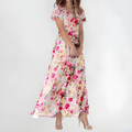 Women's Luxury Maxi Dress – Pink Multi