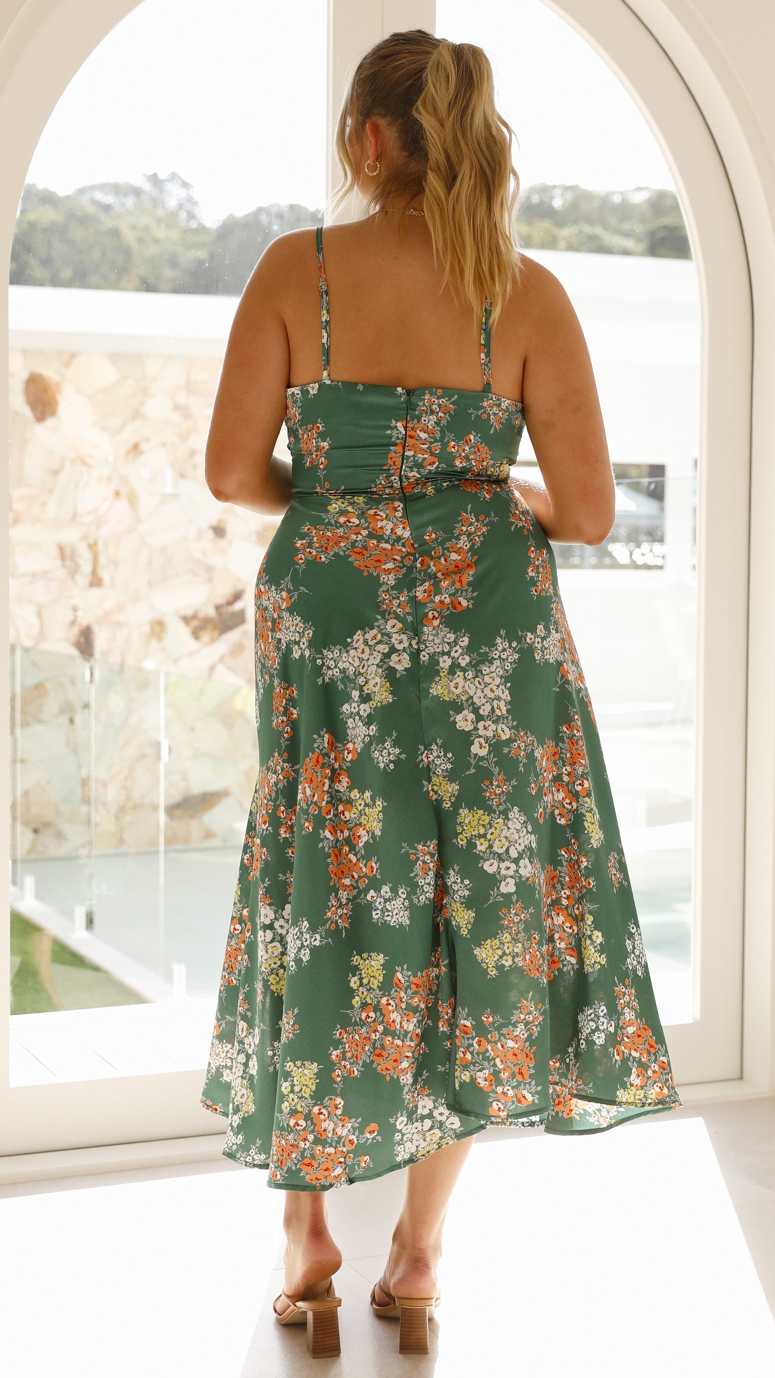Women's Dreamers Midi Dress – Green Floral
