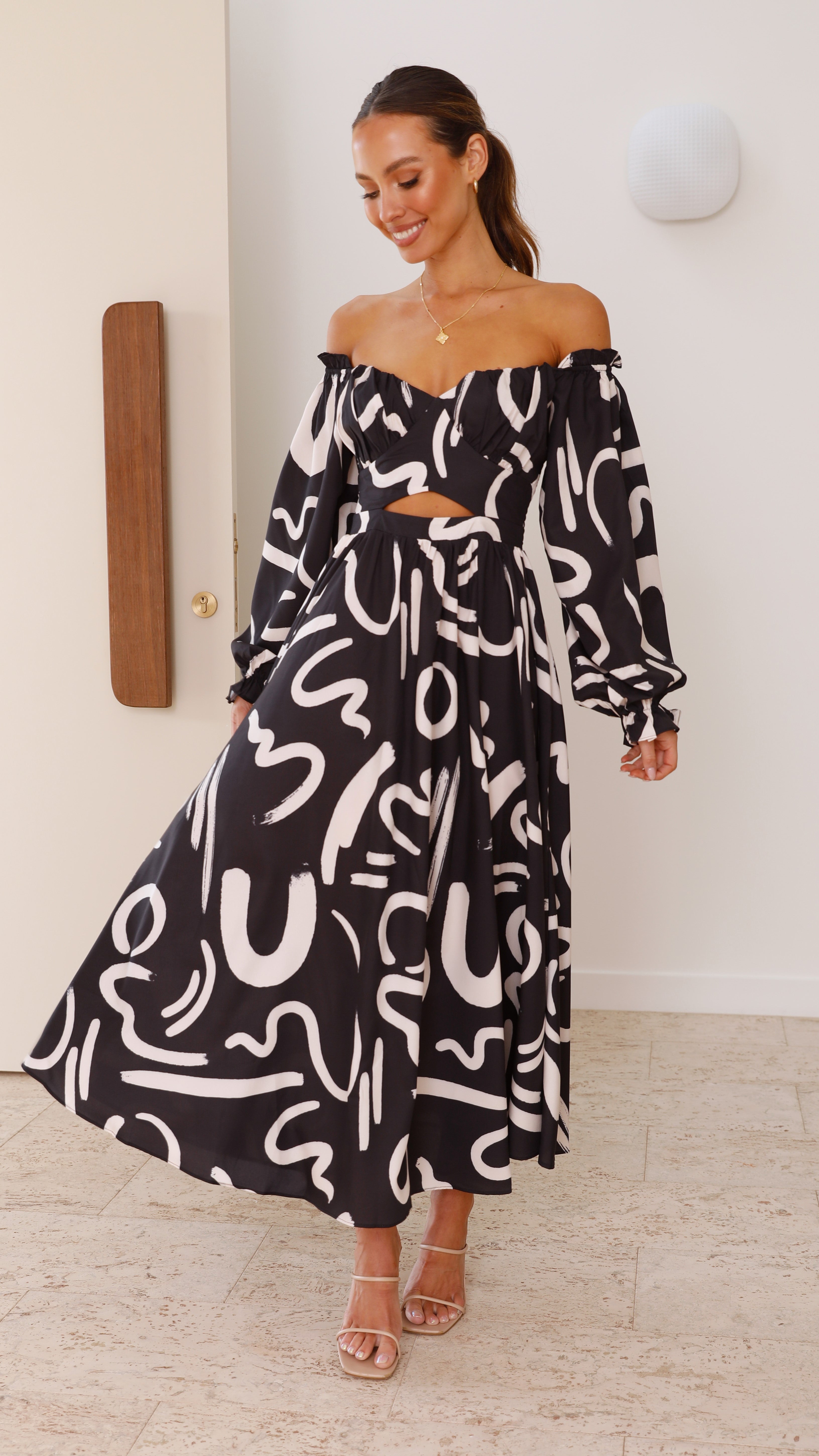 Women's Freya Maxi Dress – Black/Beige