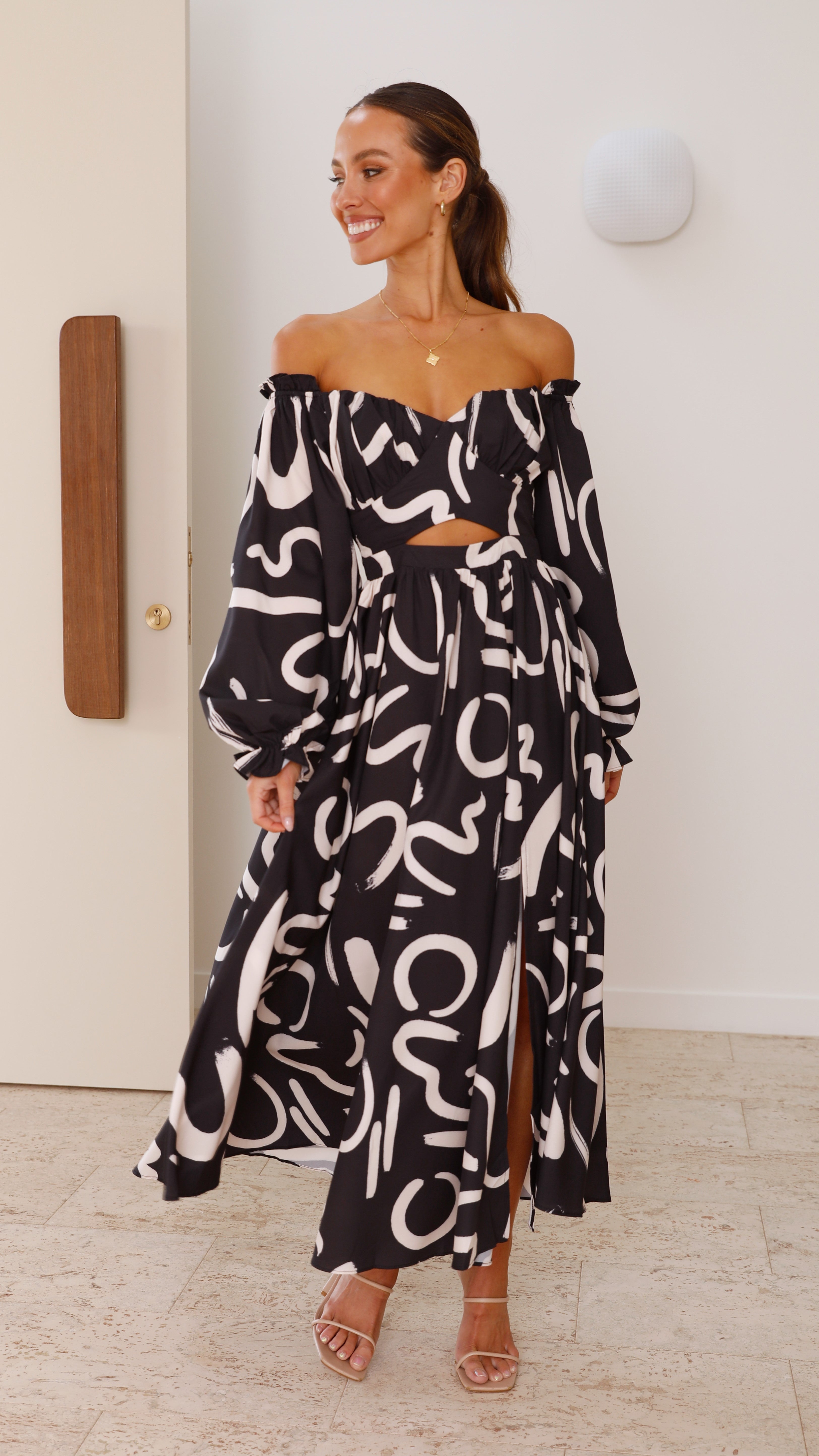 Women's Freya Maxi Dress – Black/Beige