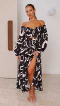 Women's Freya Maxi Dress – Black/Beige