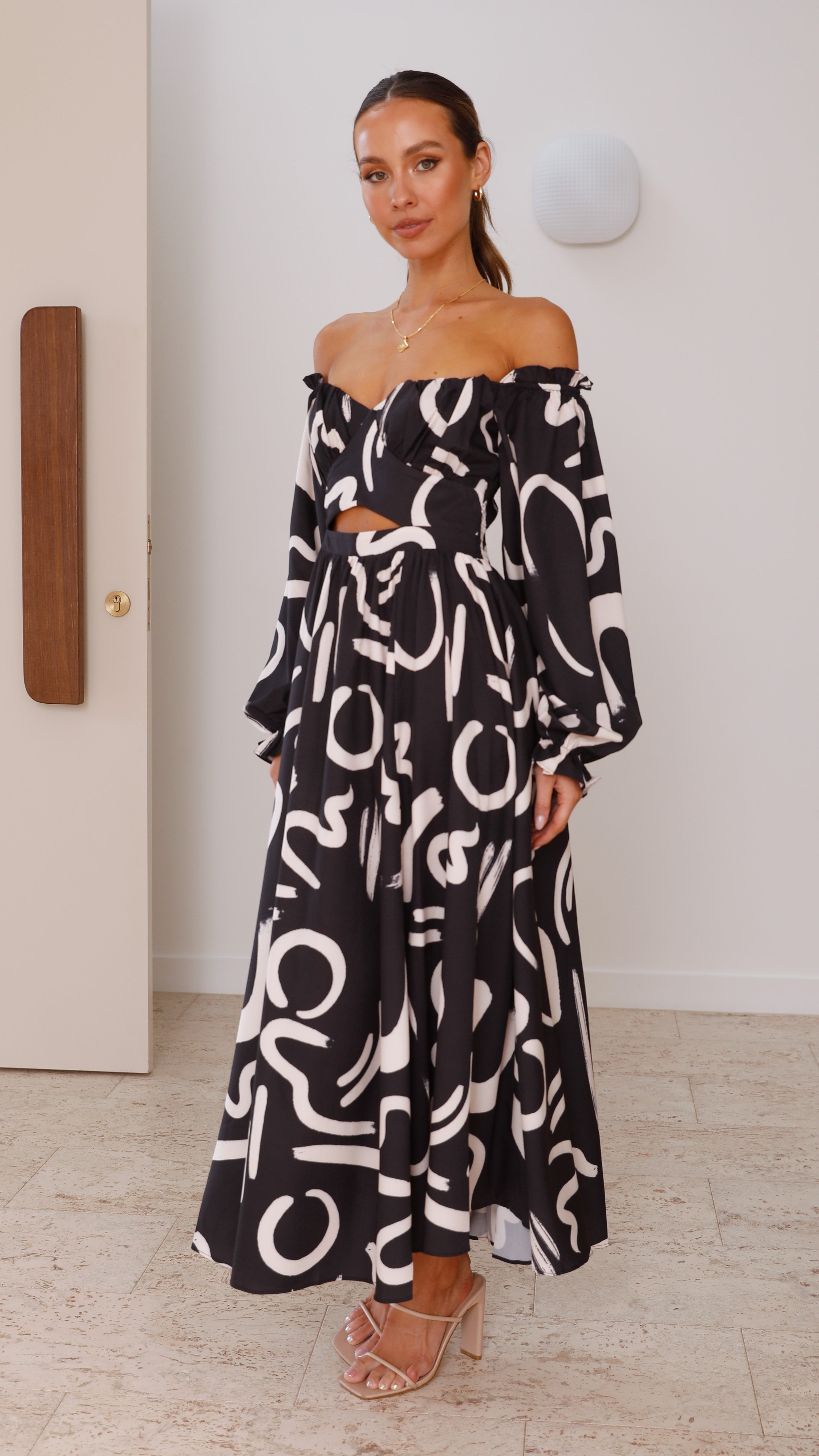 Women's Freya Maxi Dress – Black/Beige