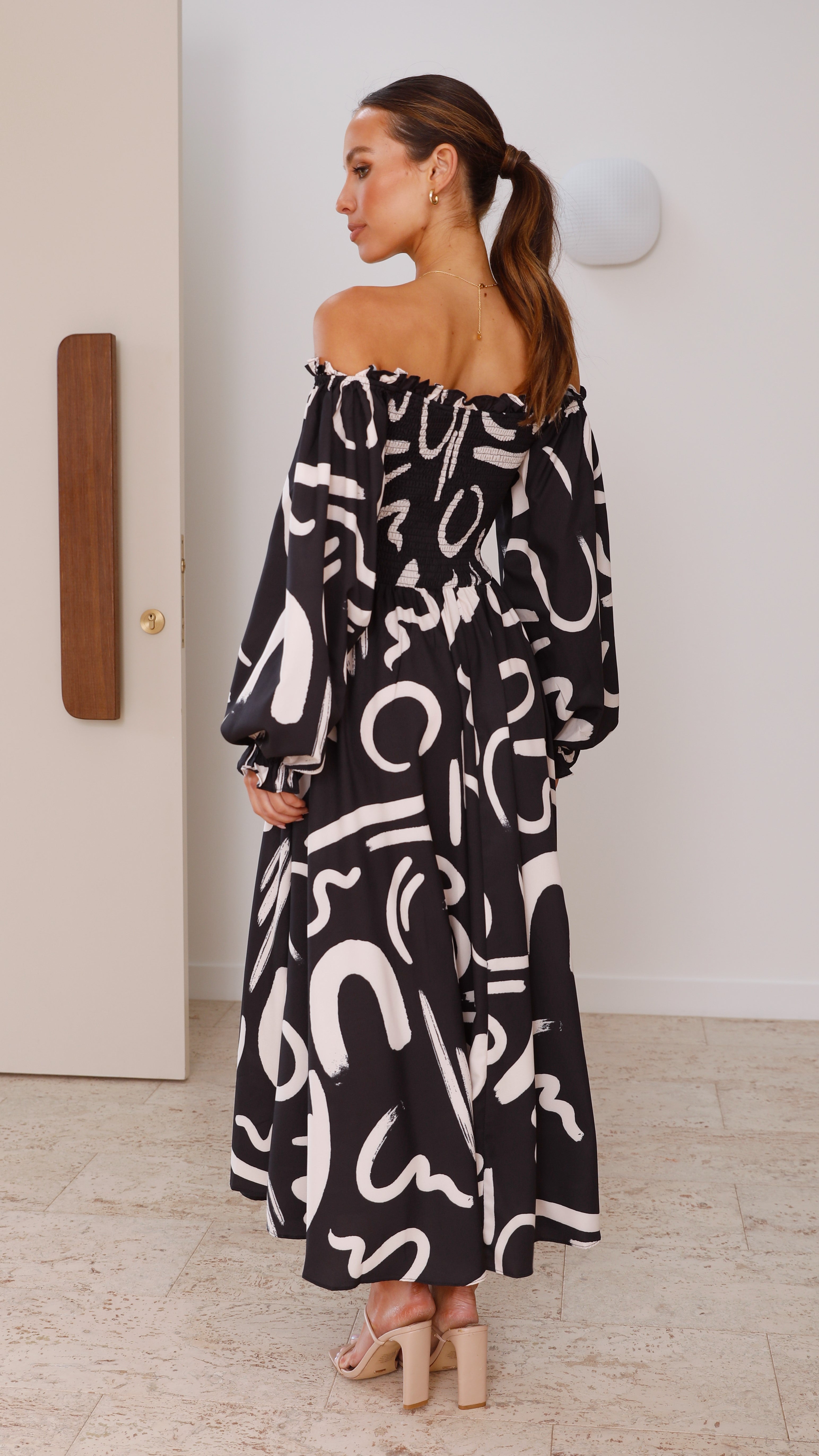 Women's Freya Maxi Dress – Black/Beige