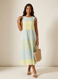 Women's Checked Print Sleeveless Midi Dress