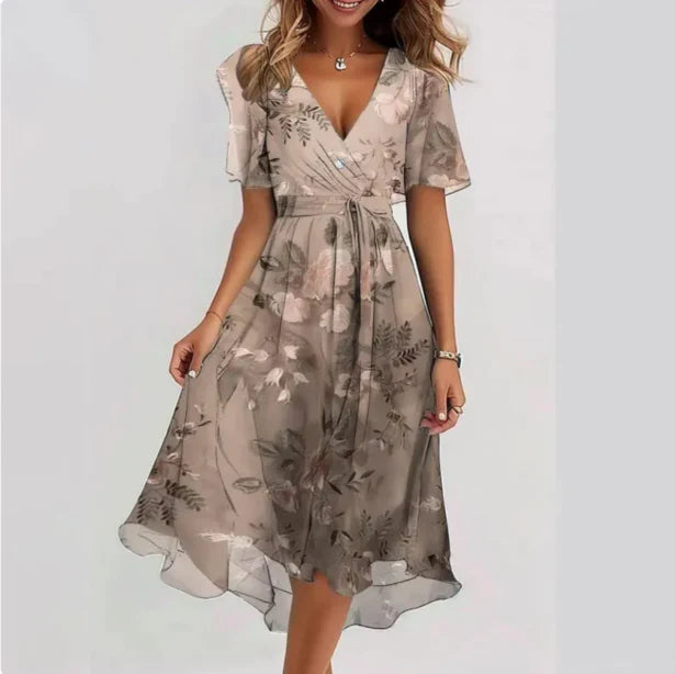 Women's Floral V-Neck Midi Dress