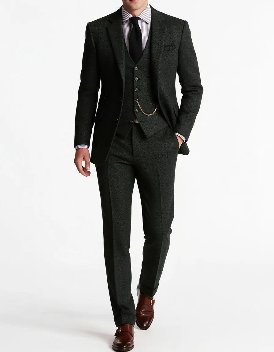 Men's Slim Fit Tweed Three-Piece Suit