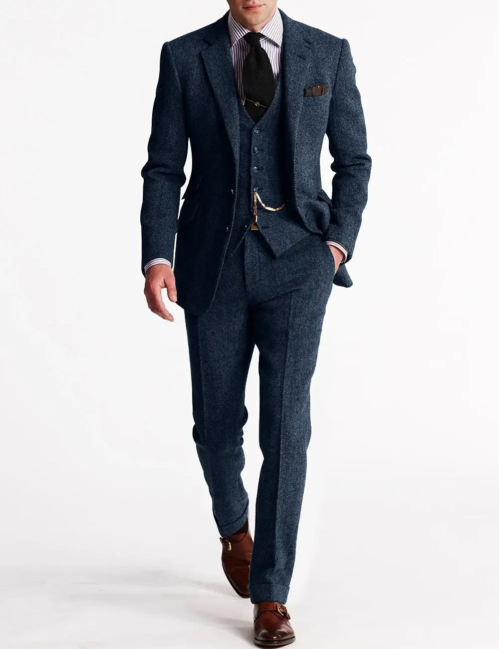 Men's Slim Fit Tweed Three-Piece Suit