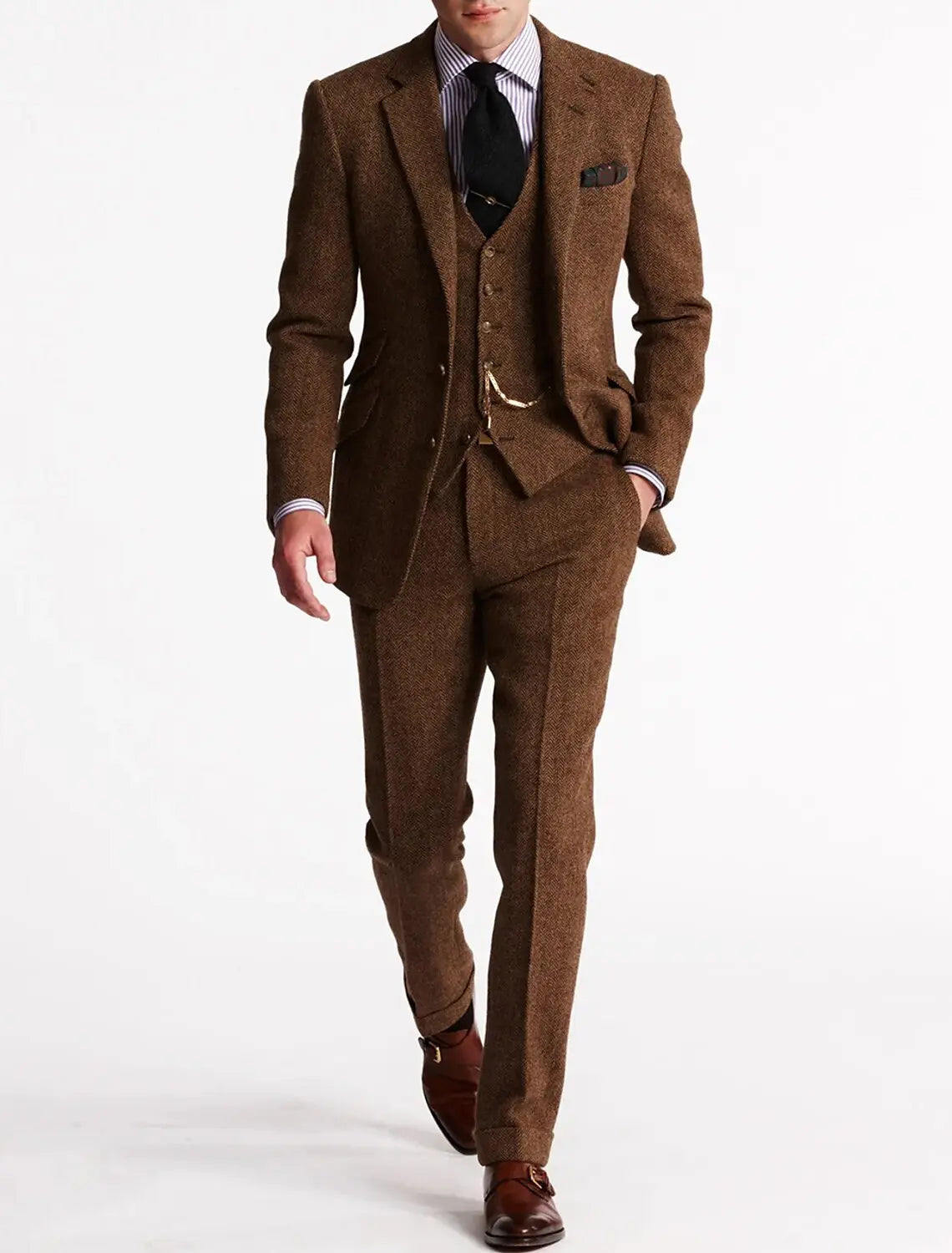 Men's Slim Fit Tweed Three-Piece Suit