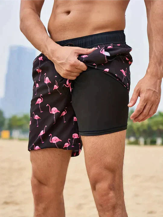 Men's Double-Layer Swim Trunks