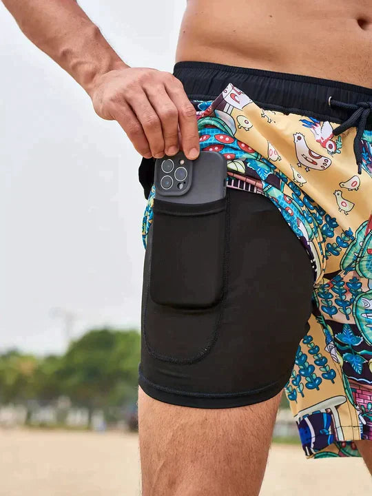 Men's Double-Layer Swim Trunks