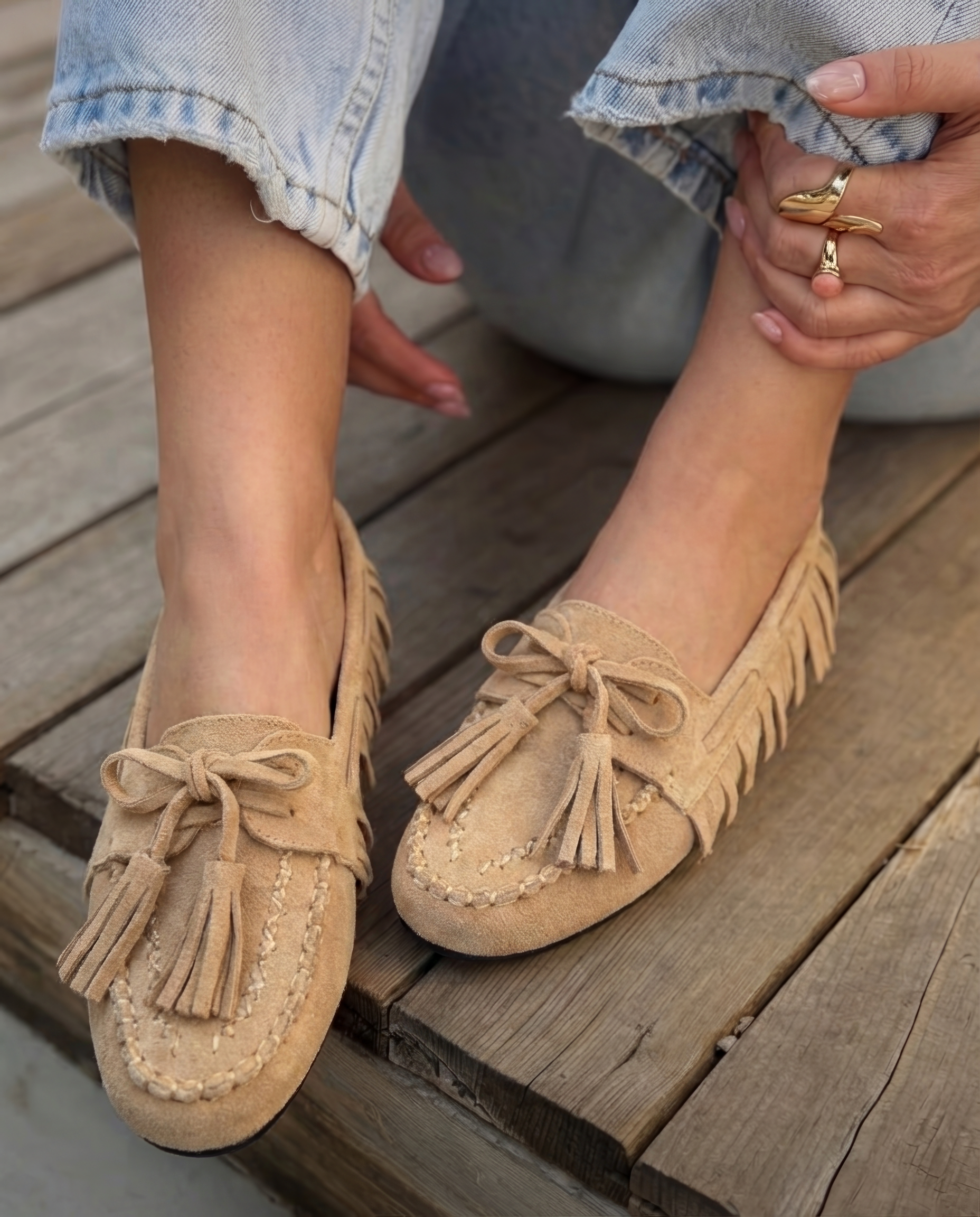 Women's Beige Loafers