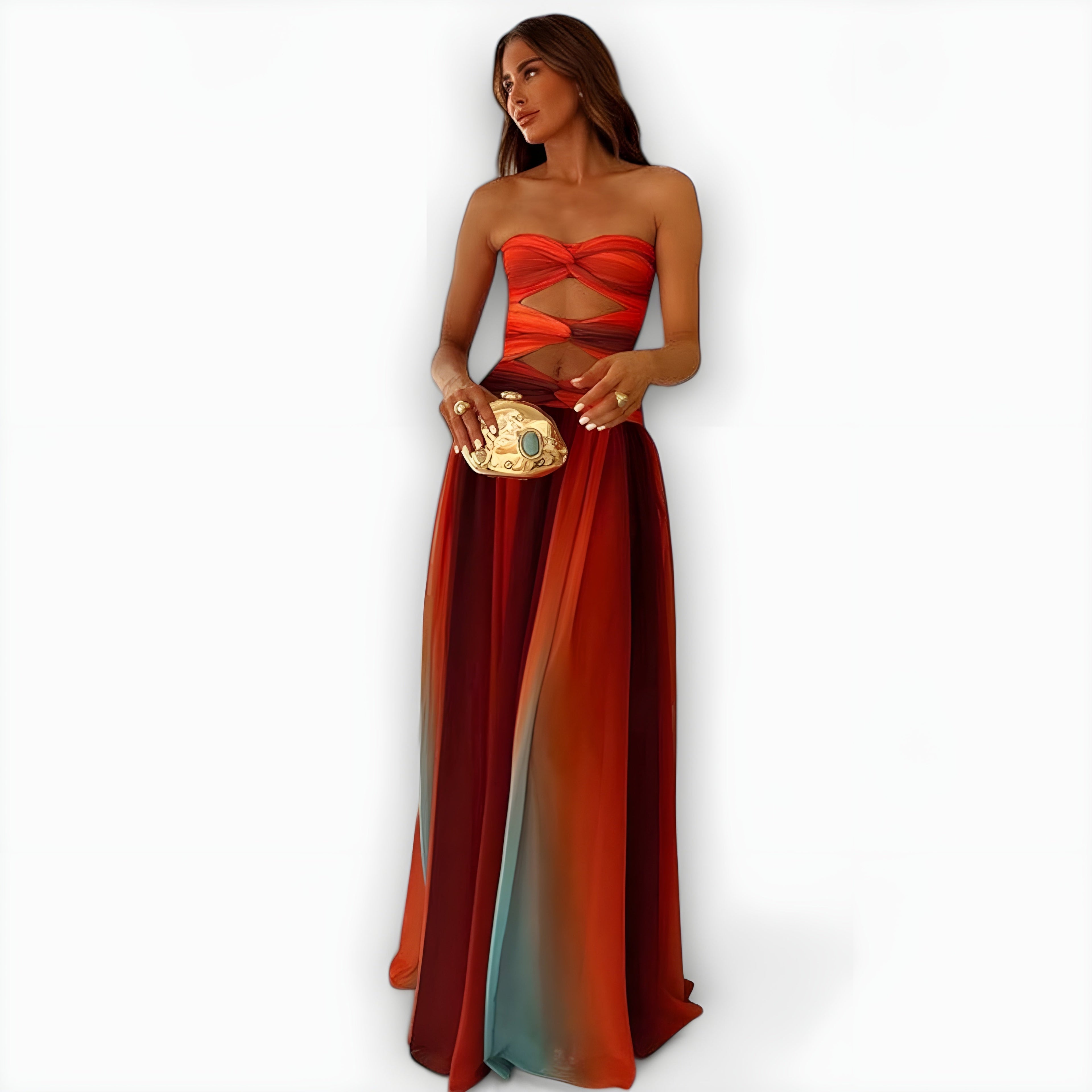 Women's Strapless Flowing Maxi Dress