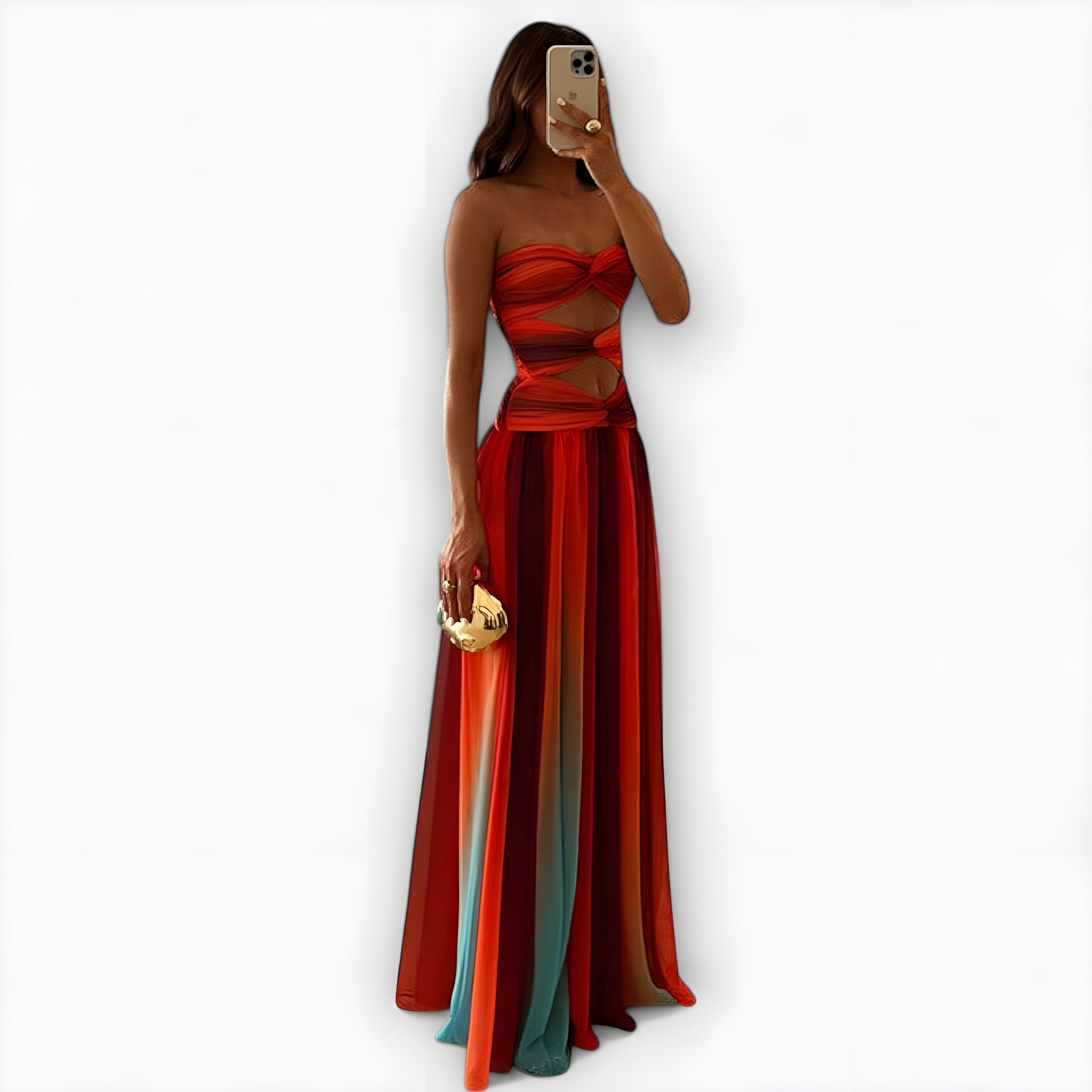 Women's Strapless Flowing Maxi Dress