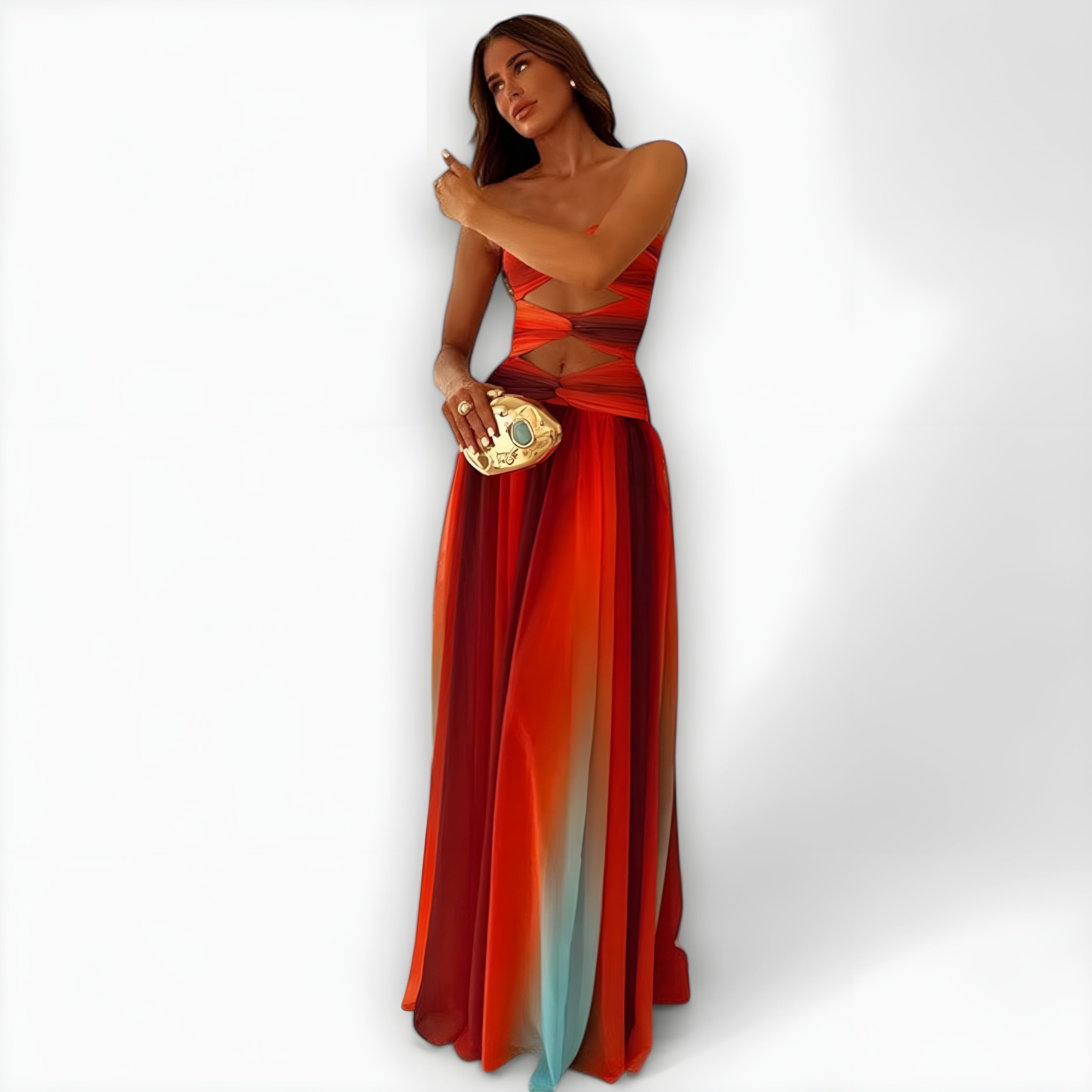 Women's Strapless Flowing Maxi Dress