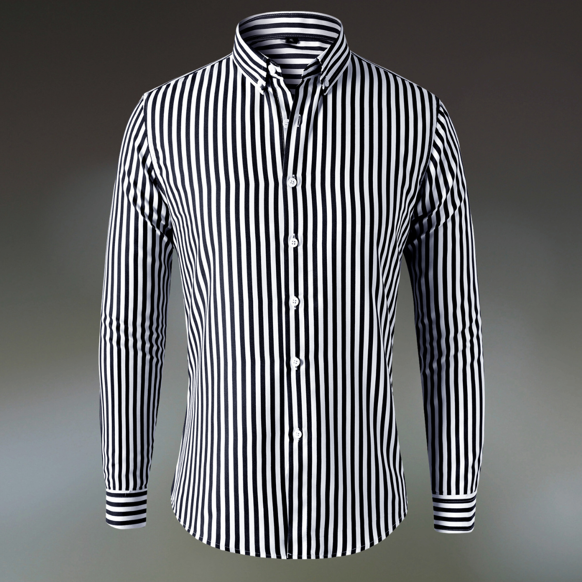 Casual Striped Shirt – Black (Plus)