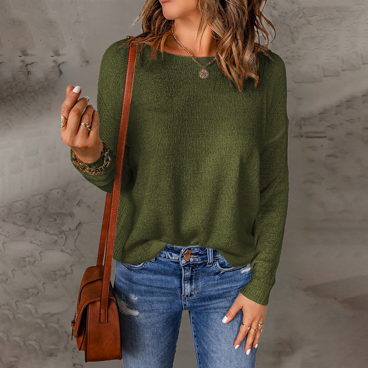 Soft Knit Sweater – Khaki Green