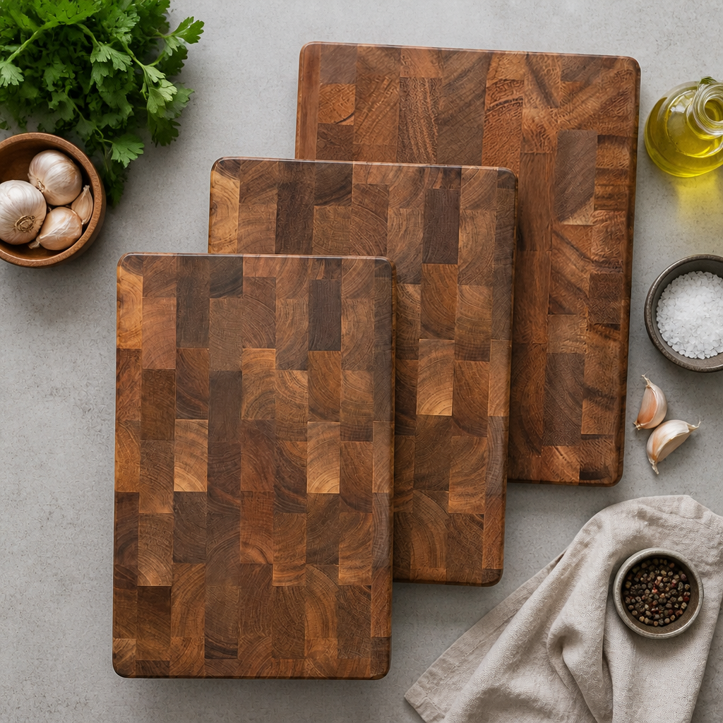Solid Acacia Wood Cutting Board Set