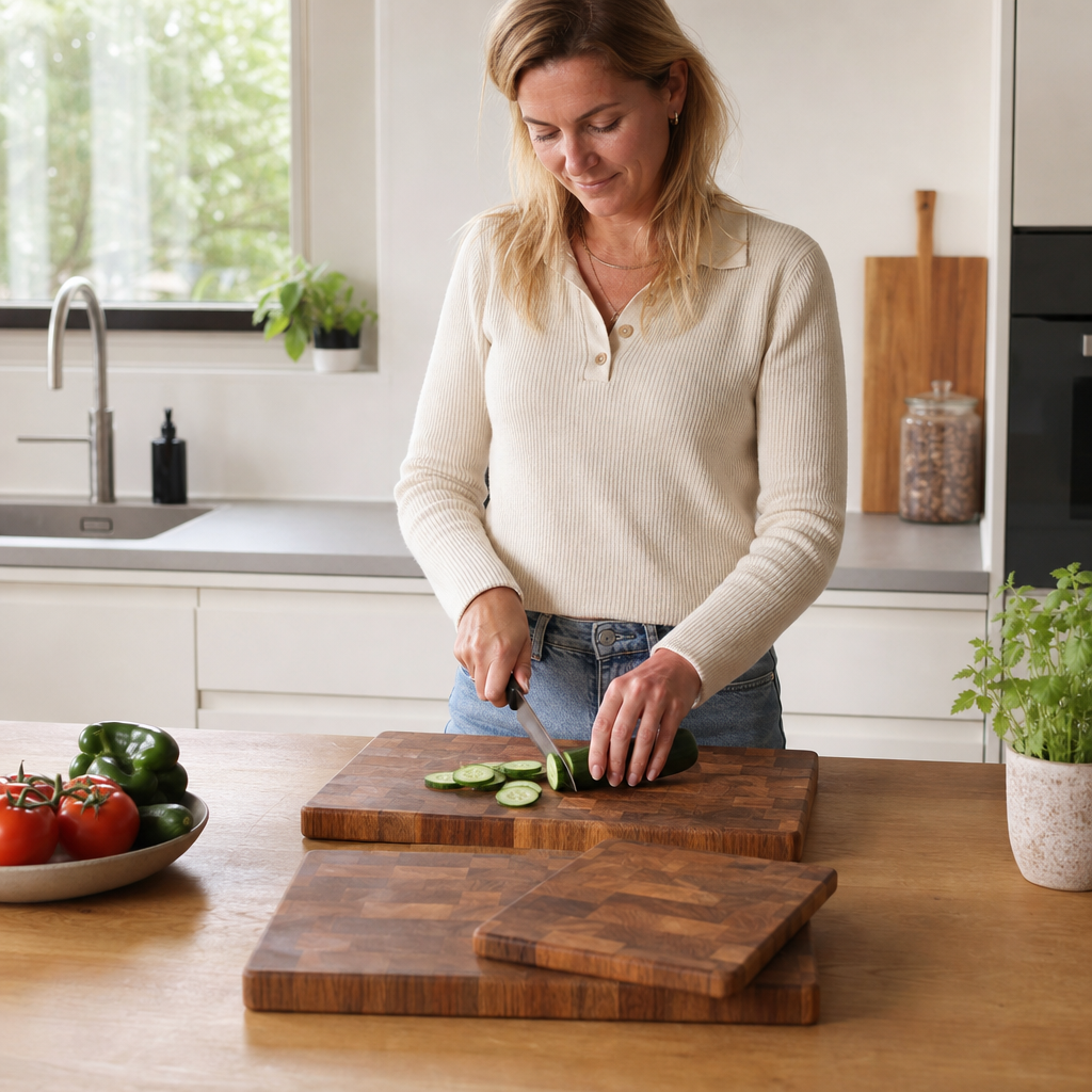 Solid Acacia Wood Cutting Board Set