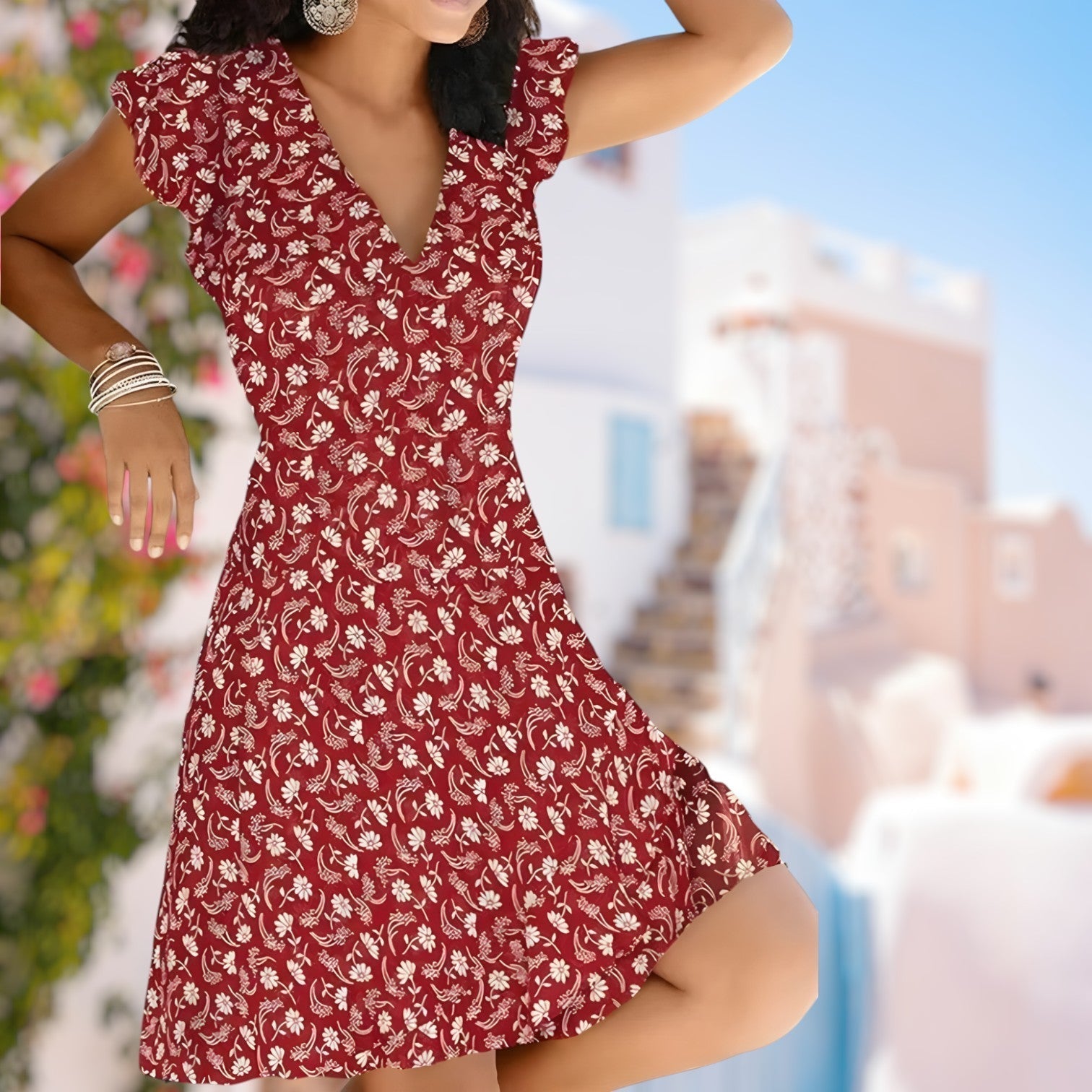 Women's Elegant Deep V-Neck Summer Dress