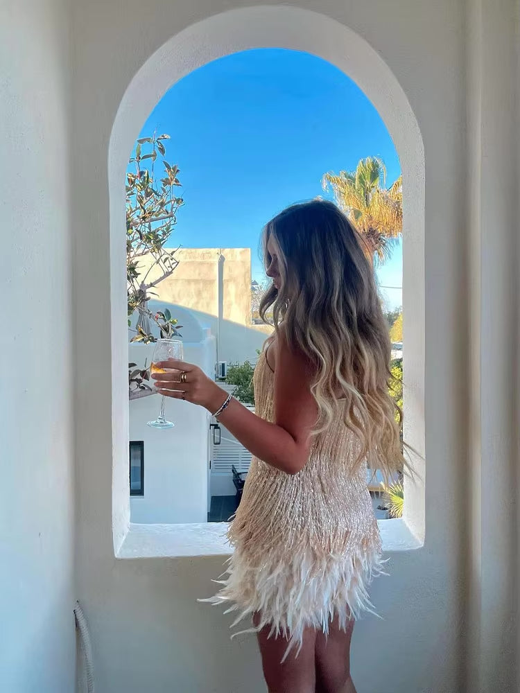 Women's Élora Luxury Feather Mini Dress