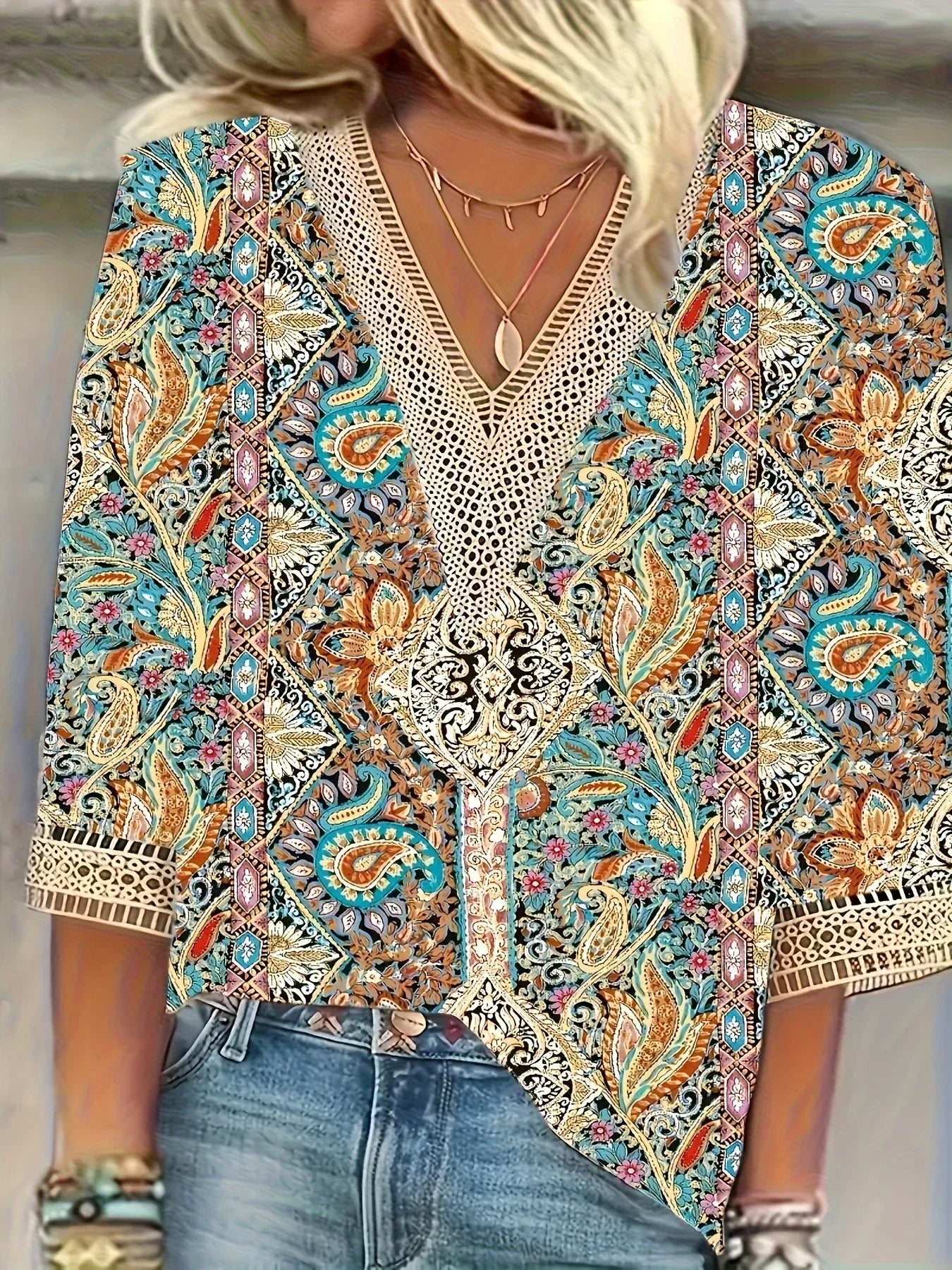 Women's Lace V-Neck Blouse