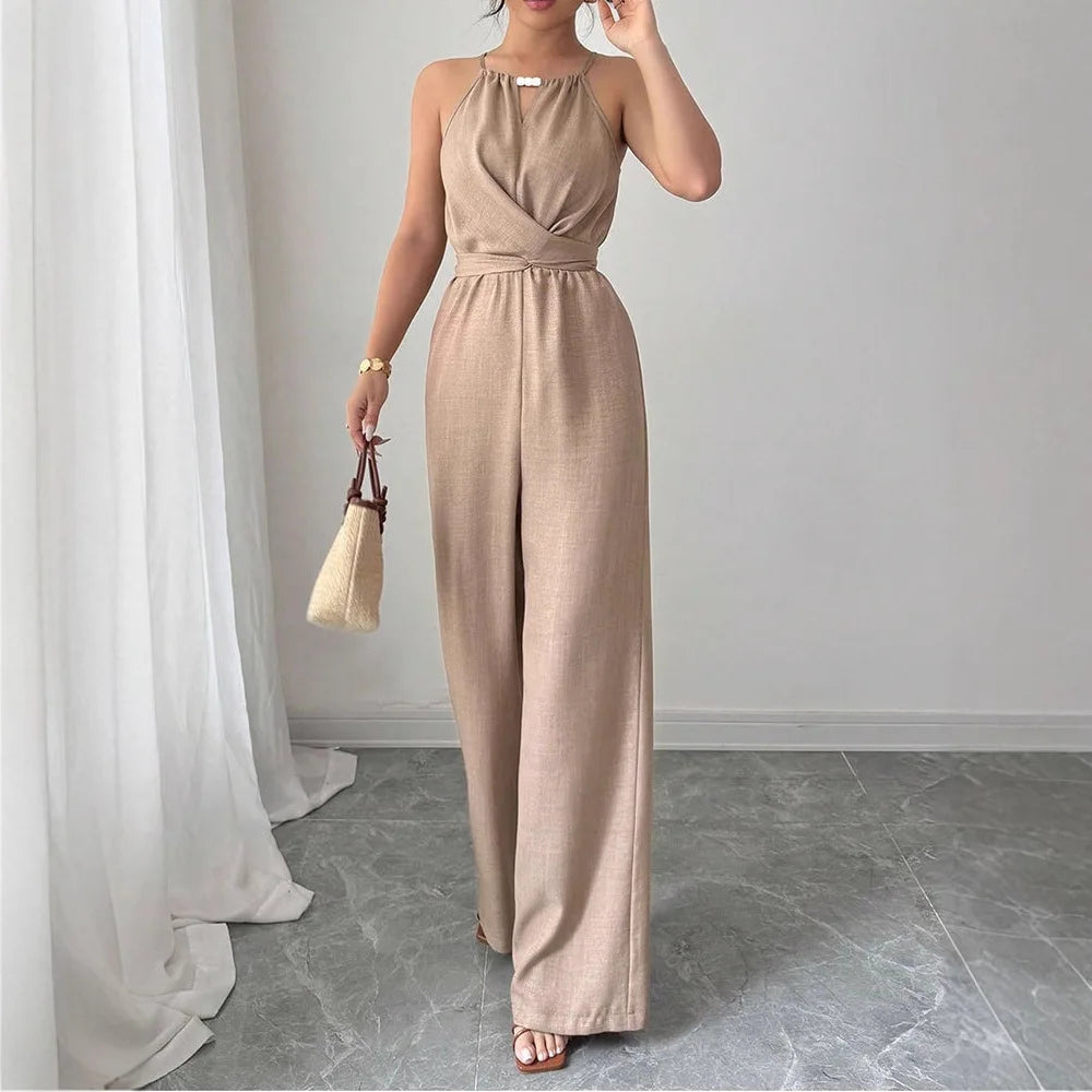 Women's Wide Leg Halter Jumpsuit
