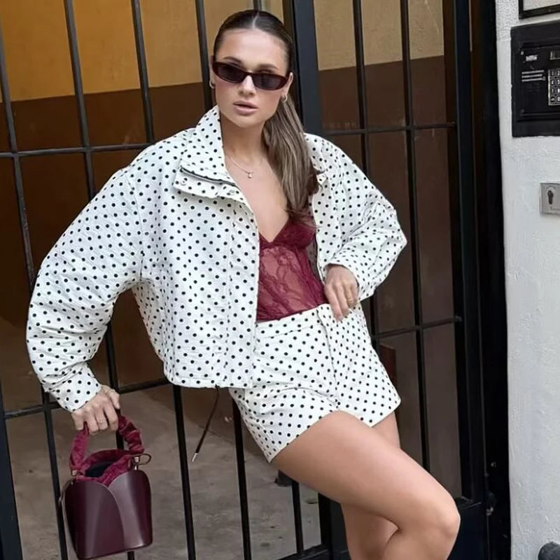 Women's Polka Dot Bomber Jacket