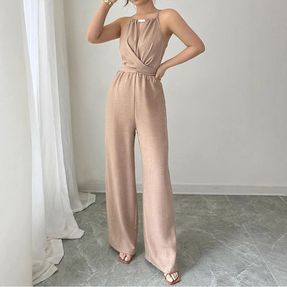 Women's Wide Leg Halter Jumpsuit