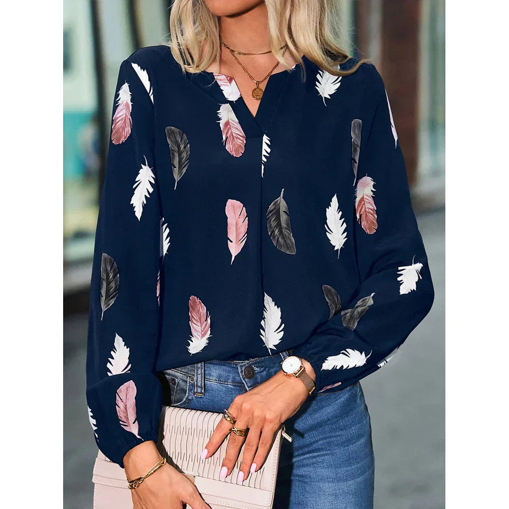 Women's Feather Print Blouse
