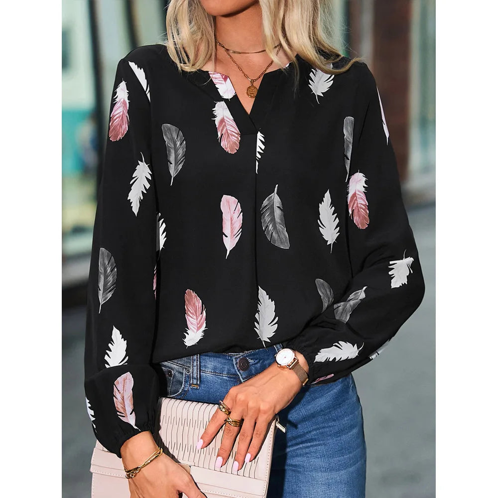 Women's Feather Print Blouse