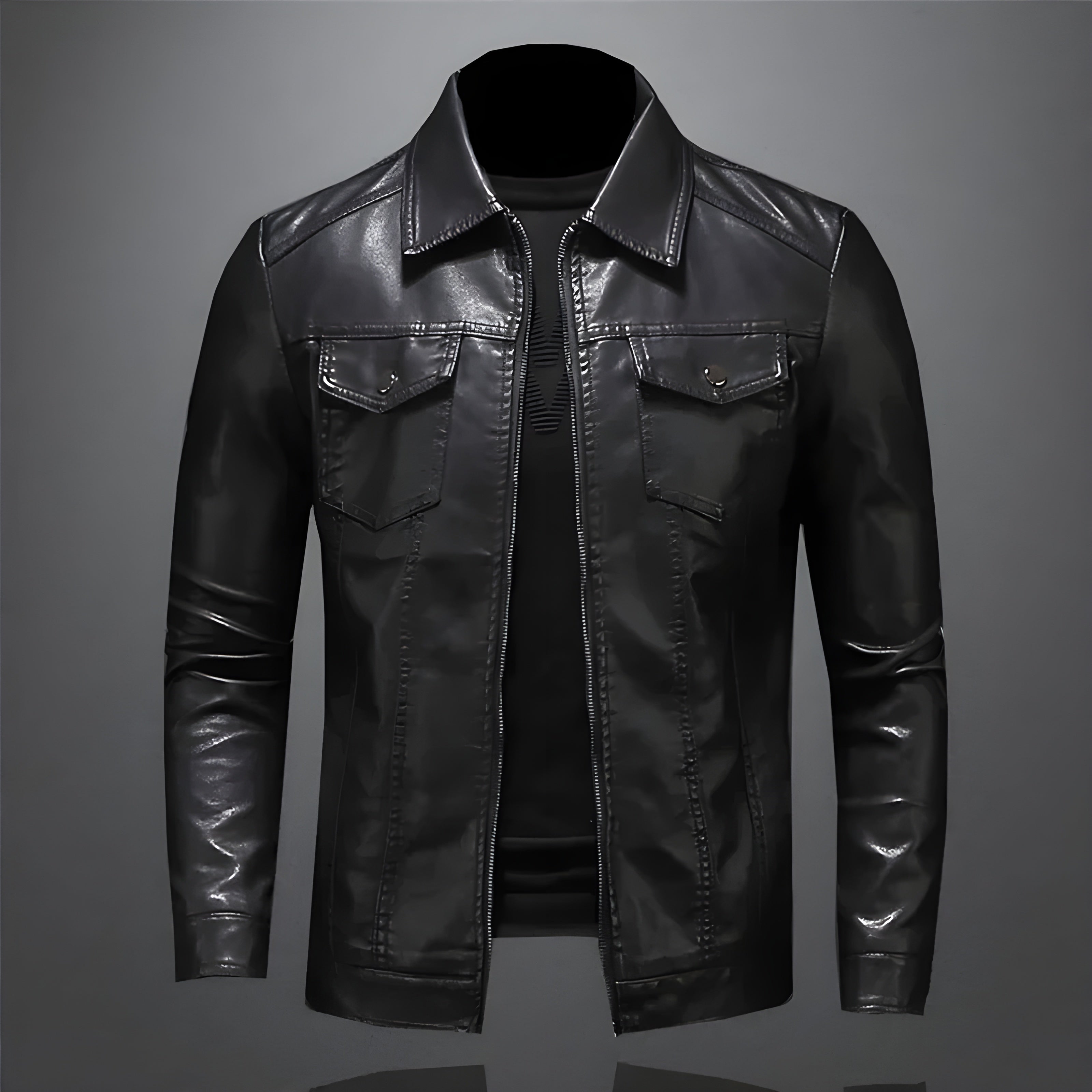 Men's Vegan Leather Moto Jacket