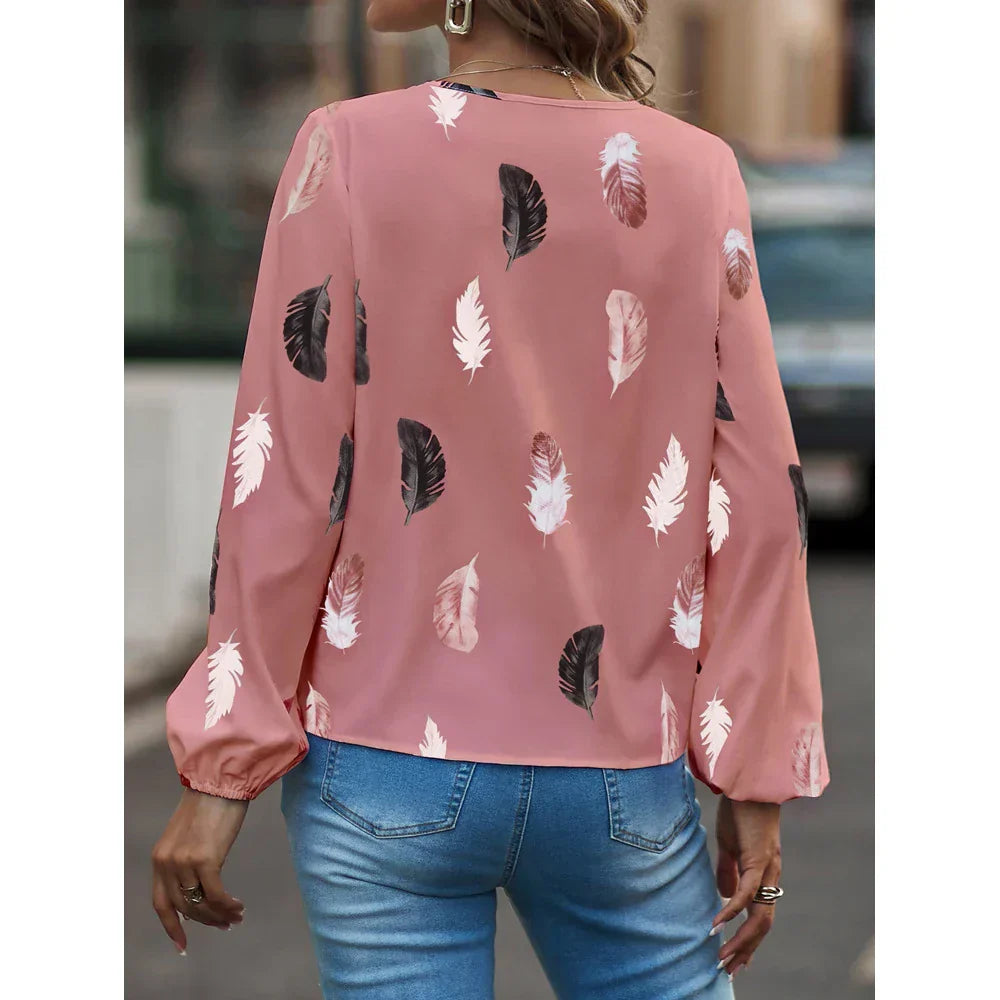 Women's Feather Print Blouse