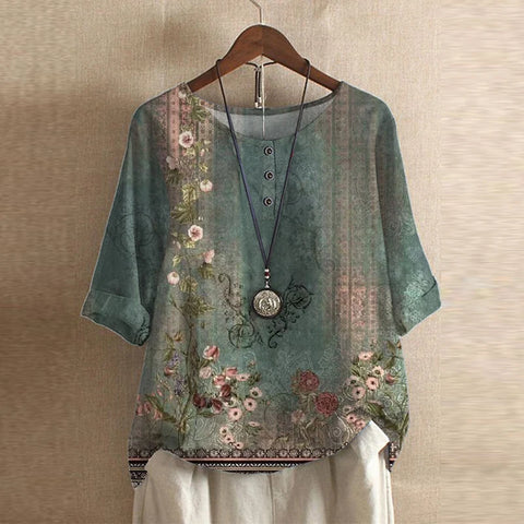 Women's Vintage Floral Blouse