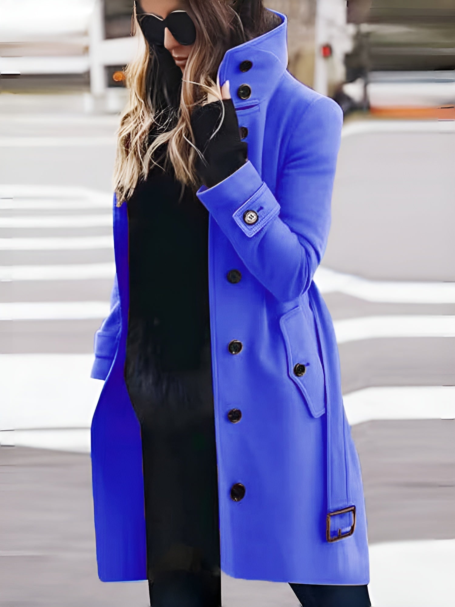 Women's Long Coat with Ombré Collar