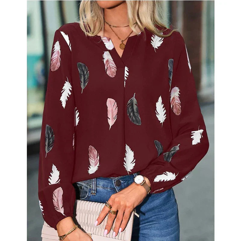 Women's Feather Print Blouse