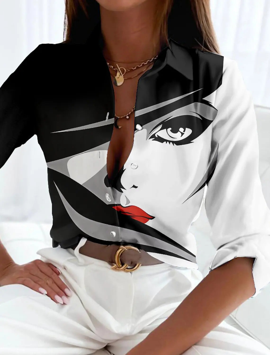 Women's Elegant Print Blouse