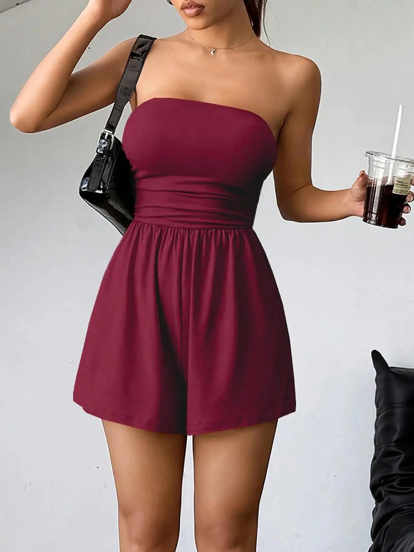 Women's Strapless Leopard Print Romper