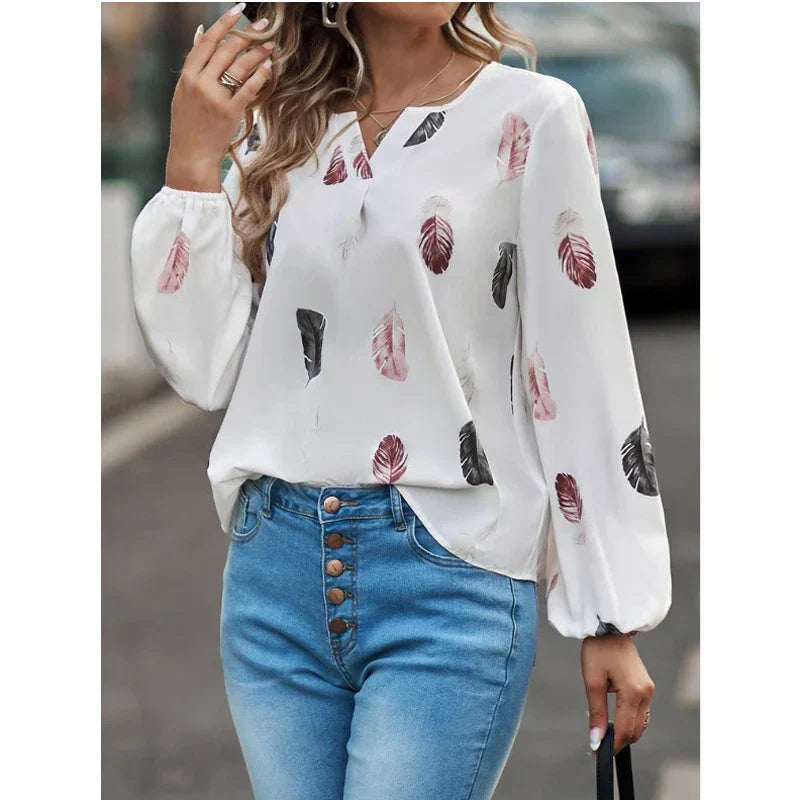 Women's Feather Print Blouse