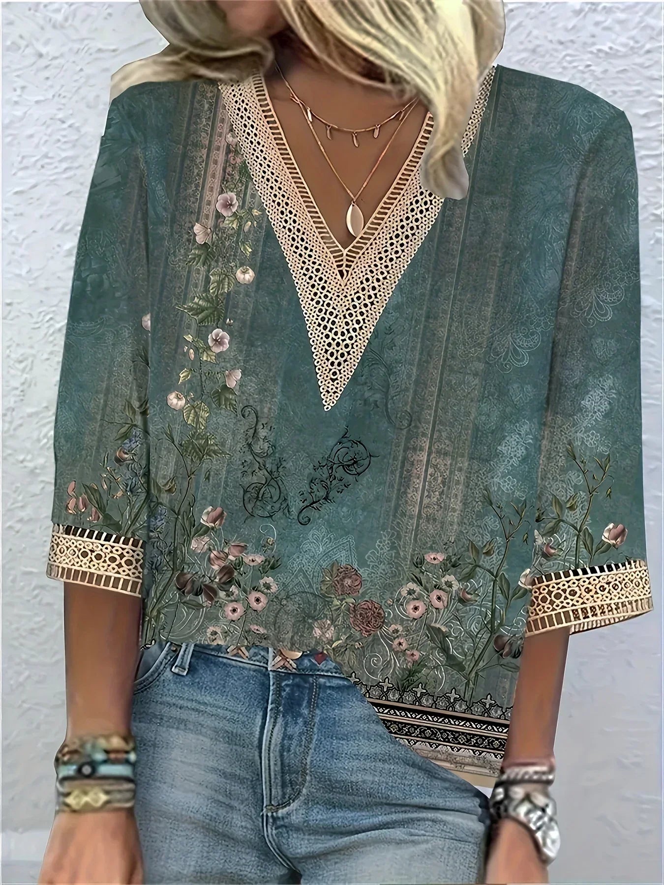 Women's Lace V-Neck Blouse