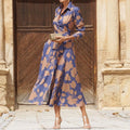 Women's Classic Shirt Dress – Blue/Gold