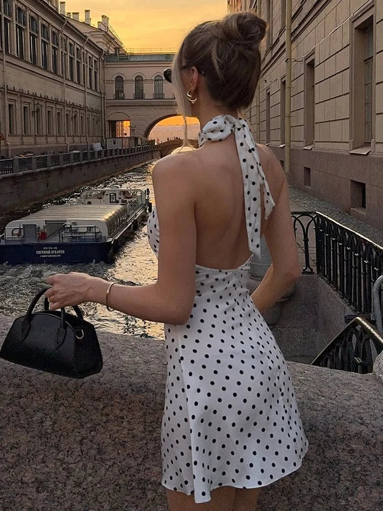 Women's Polka Dot Off-Shoulder Mini Dress