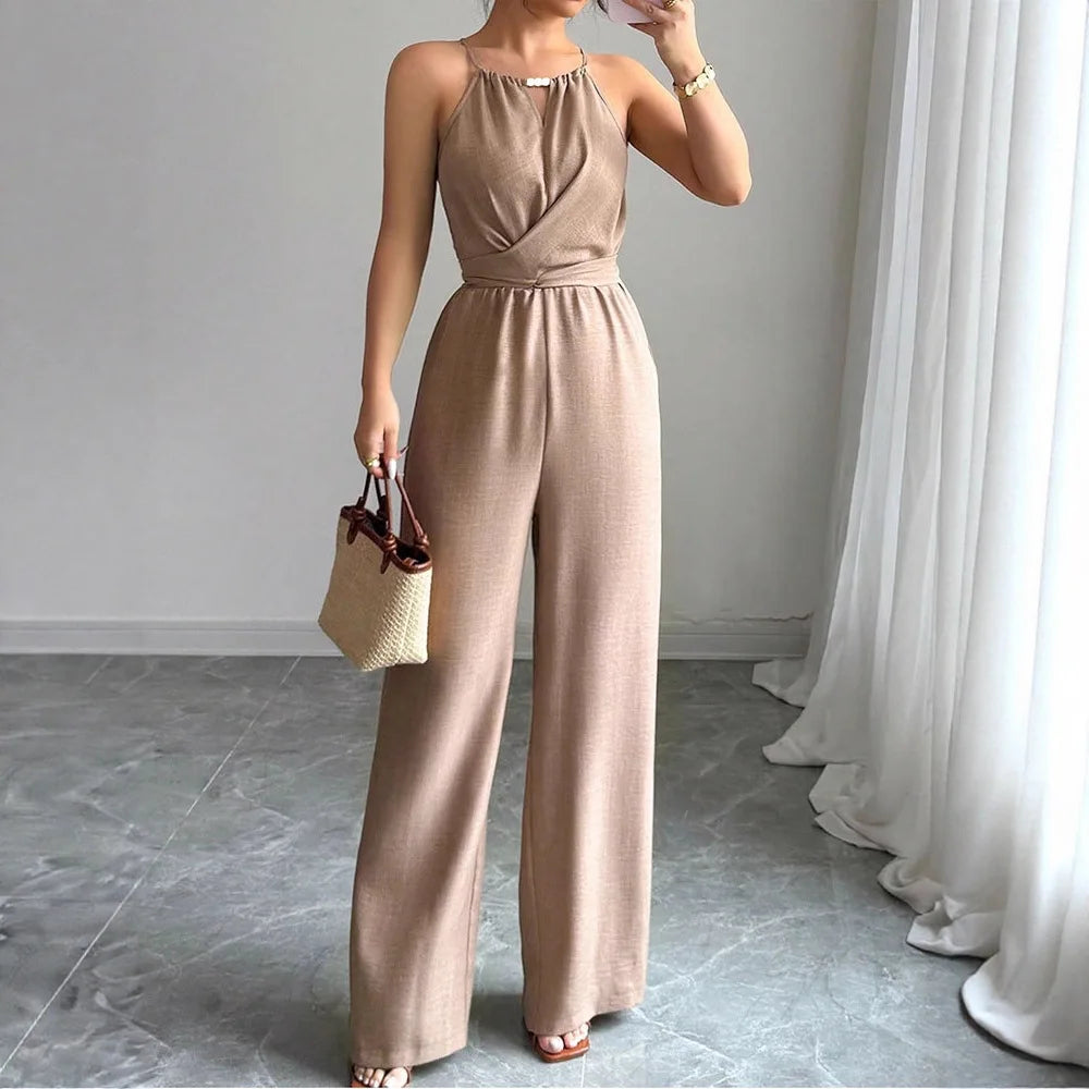 Women's Wide Leg Halter Jumpsuit