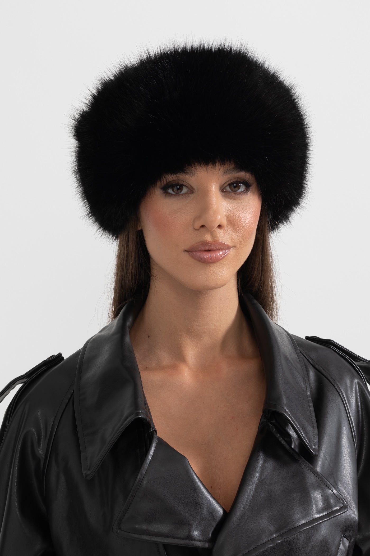 Women's Furry Wide-Brim Hat – Black
