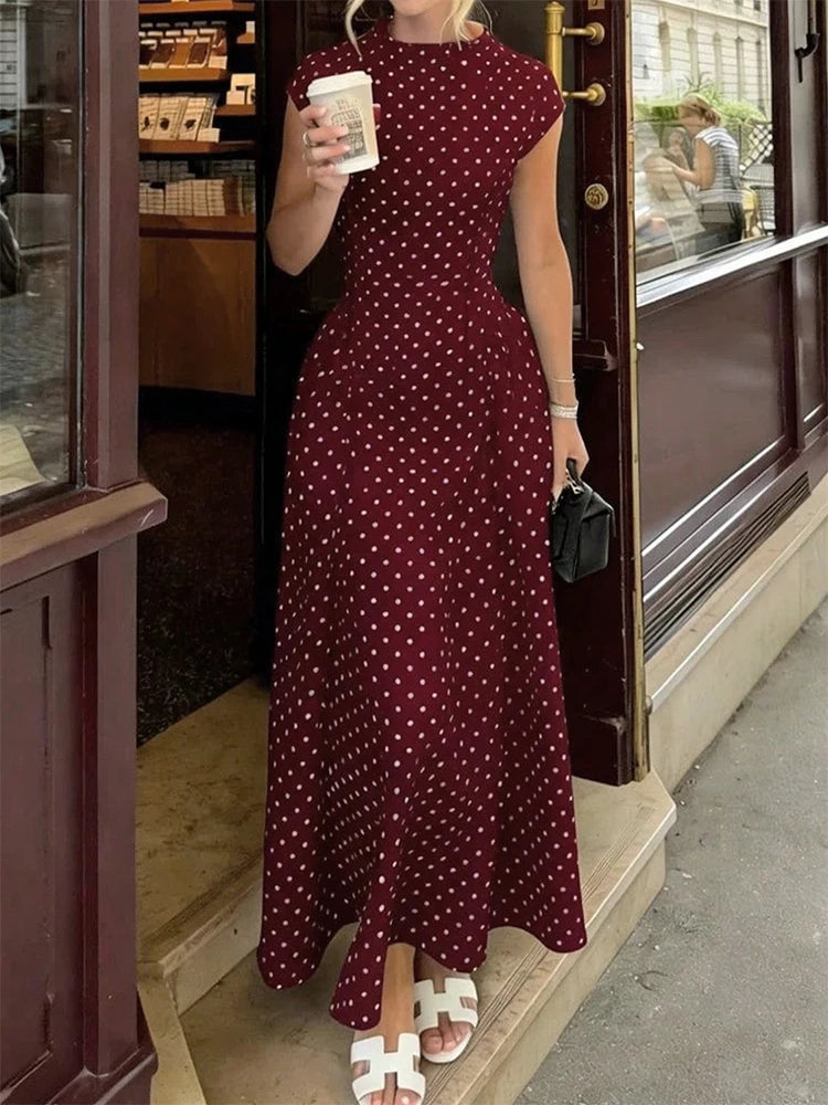 Women's Polka Dot Long Party Dress