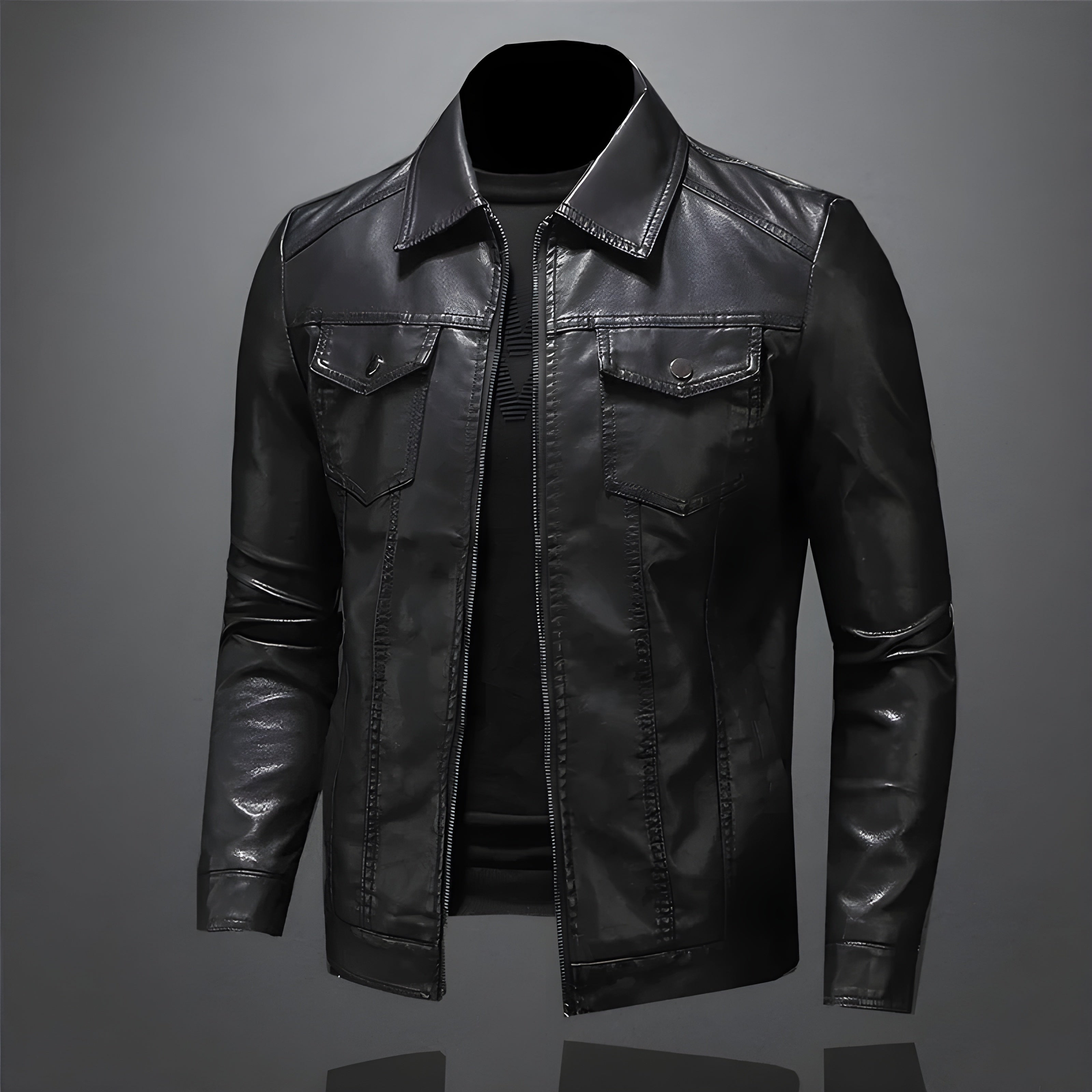 Men's Vegan Leather Moto Jacket